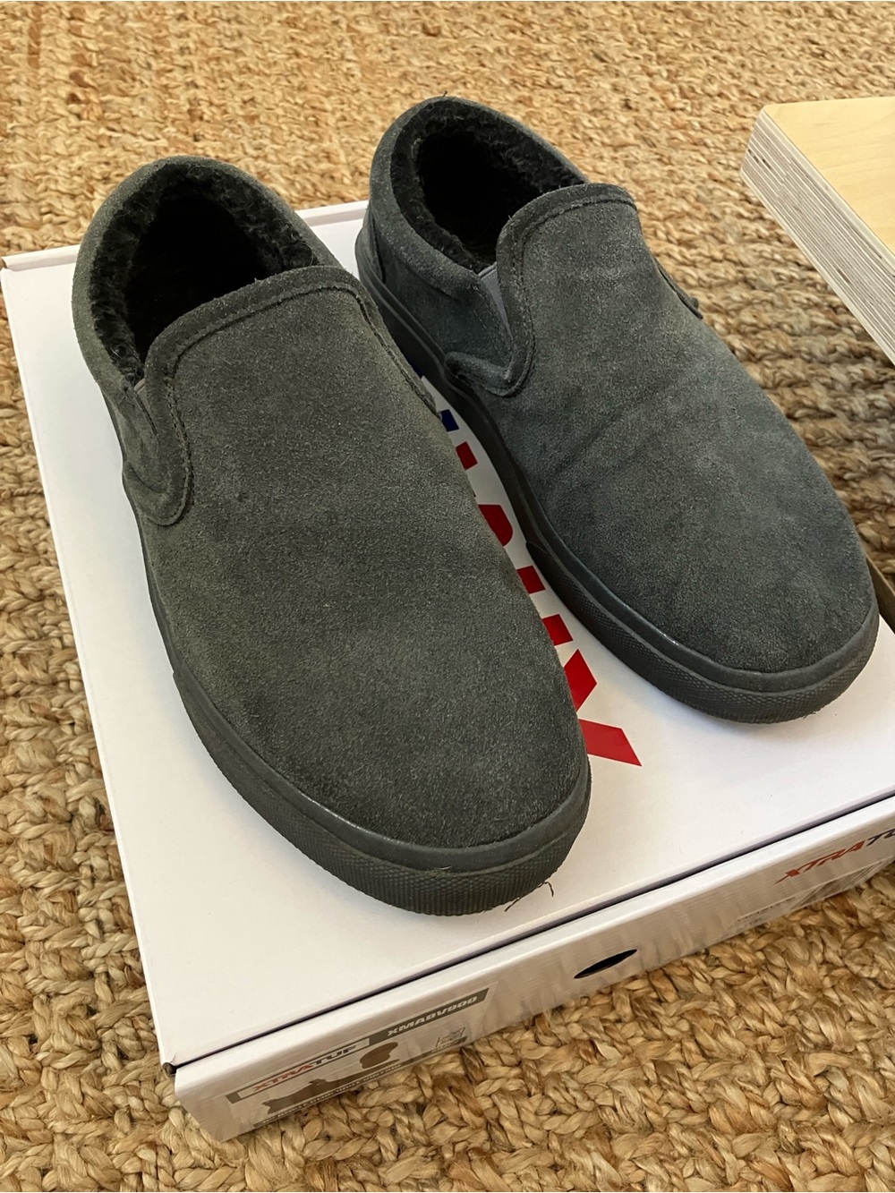 Minnetonka Men's Slip-On Suede Loafers in Dark Gray